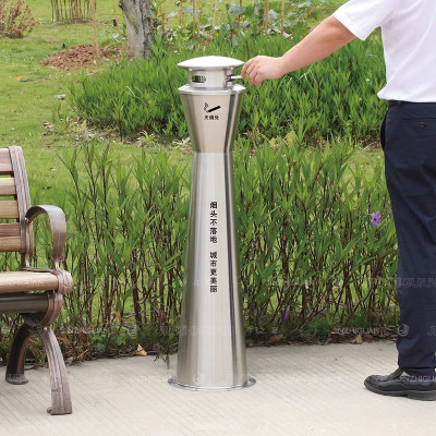 户外落地可固定烟灰缸垃圾桶吸烟区烟头烟蒂筒不锈钢灭烟柱烟灰柱 YD-10(304)