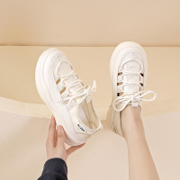 秋季小白鞋新款韩版ins女学生厚底增高皮面透气休闲鞋