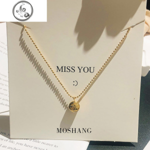 2019新款小圆豆项链女包K金色简约气质时尚韩版锁骨链福喜毛衣链 JiMi 金色福喜项链