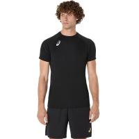 Asics男士排球运动短袖T恤背部印花速干透气练习比赛服