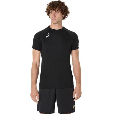 Asics男士排球运动短袖T恤背部印花速干透气练习比赛服