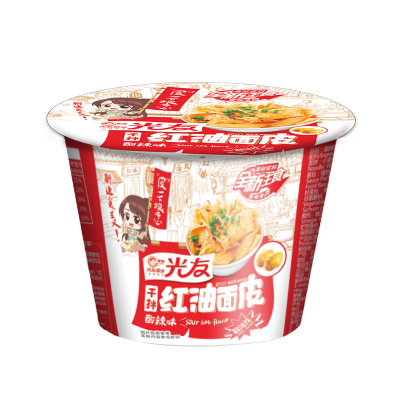 光友红油面皮100g*12碗装宽面泡面非油炸方便面干拌面红油凉皮