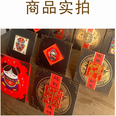 福人福地伴手礼国风国潮礼品客厅中式铜花角摆件精致创意玄关桌面电视酒柜装饰品 复古铜花角摆件花色随机可备注（1个）