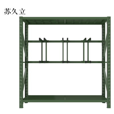 苏久立消防铁锹镐农具摆放架安保装备器材存放架军绿色拆装盾牌货架锹镐架2000*600*2000