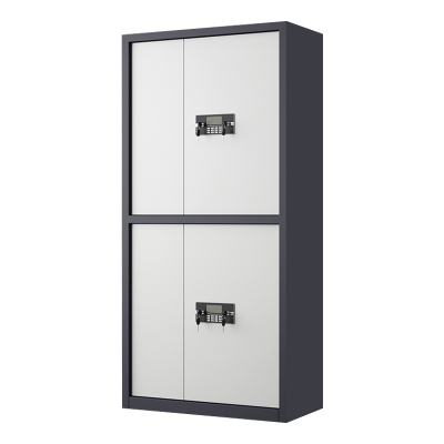 DXBG指纹电子保密柜钢制密码文件柜档案柜矮柜保密资料柜办公柜通双节灰白色:电子密码锁