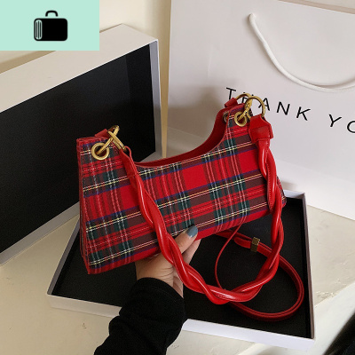 格子手提单肩包包2020新款潮网红时尚腋下包法棍包百搭高级感女包NEW LAKE女士单肩包
