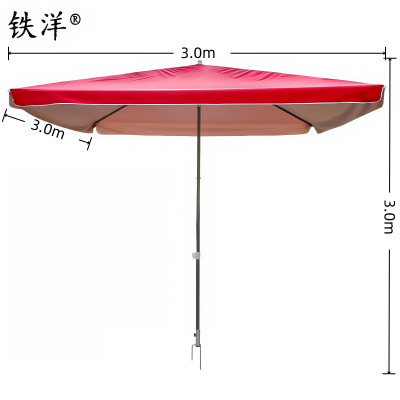 铁洋 红色四方户外遮阳雨棚 钢叉款3.0m*3.0m 把