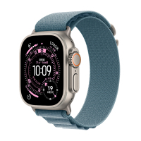 Apple Watch Ultra3 蜂窝 49毫米原色钛金属表壳 浅蓝色高山回环式表带-L