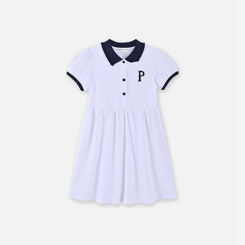 [1件3.5折]铅笔俱乐部童装2025夏装新款女童翻领连衣裙儿童学院风甜美裙子