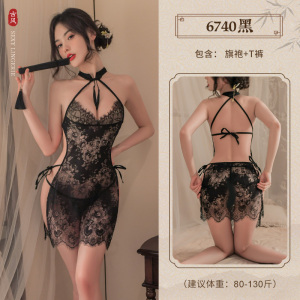 霏慕复古透视蕾丝旗袍6740情趣内衣性感透明制服女式情趣睡衣女士床上衣服成人用品