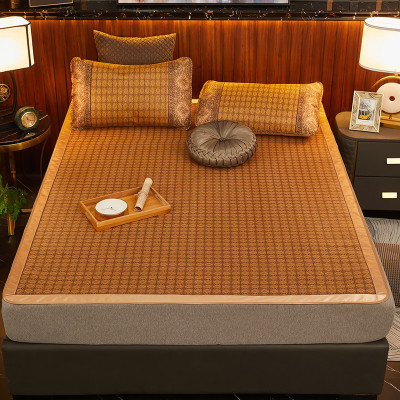 席之南(XiZhiNan)藤席冰丝凉席三件套可折叠空调席双人单人学生宿舍软床夏季夏天粮草席子