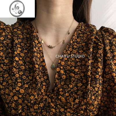 JiMiChaifu/ INS风欧美复古小众多层不锈钢珍珠项链颈链