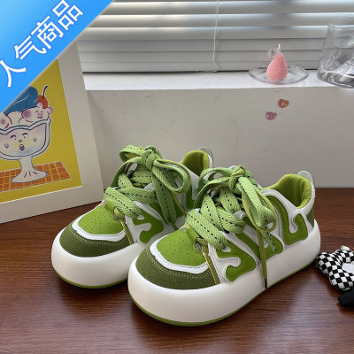 SUNTEK小众厚底休闲运动板鞋女2023春秋ins潮增高学生大头小白鞋