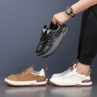 头层牛皮夏季新款男士凉鞋真皮男款透气小白鞋打孔洞洞鞋男鞋鞋子