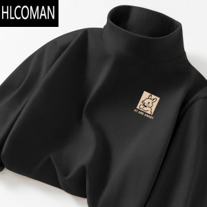 HLCOMAN德绒半高领卫衣男款冬季加绒加厚p暖内搭打底衫宽松长袖t恤上衣