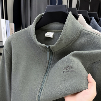 新款秋冬外套男装立领拉链开衫加厚卫衣保暖纯色上衣