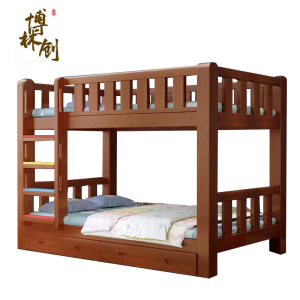 博林创全实木 松木高低床 上下床 宿舍床 子母床带储物抽屉长2000*高1700mm/套