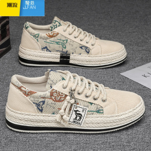 聚范帆布鞋男鞋夏季透气潮流灯芯绒平板鞋男士休闲轻便薄款老北京布鞋