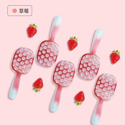 沙宣梳子防静电软针排骨梳顺直发梳镂空干湿两用按摩梳 沙宣草莓红发梳