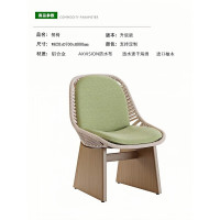 质凡 户外桌椅庭院藤编家具防水设计师休闲圆长桌椅 餐椅[进口防水布+透水速干棉]