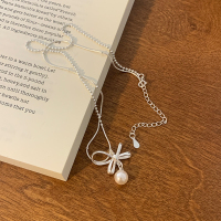 S925蝴蝶结珍珠项链清冷温柔颈链优雅气质锁骨链日常甜美网红送女朋友老婆情人节七夕生日礼物