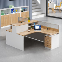 易企采 T型双人位不含椅 职员办公桌组合简约现代员工位卡座屏风隔断办公桌