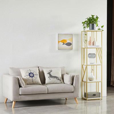 北欧客厅落地式置物架办公室铁艺多层收纳架沙发边角创意简易书架