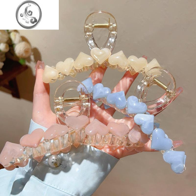 JiMi果冻爱心抓夹大号小众高级感鲨鱼夹可爱夏天后脑勺法式发夹成年人