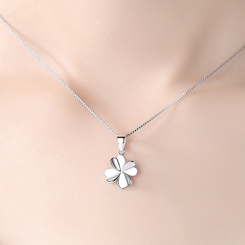 梓珊(fxm)时尚饰品银饰品项链s925纯银项链女日韩版时尚四叶草吊坠