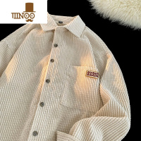 YANXU华夫格衬衫外套男士2023新款潮牌日系宽松衬衣长袖工装上衣