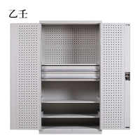 乙壬工具柜加厚铁皮储物柜工厂车间用带抽屉汽修多功能收纳柜通门内二抽柜灰白色