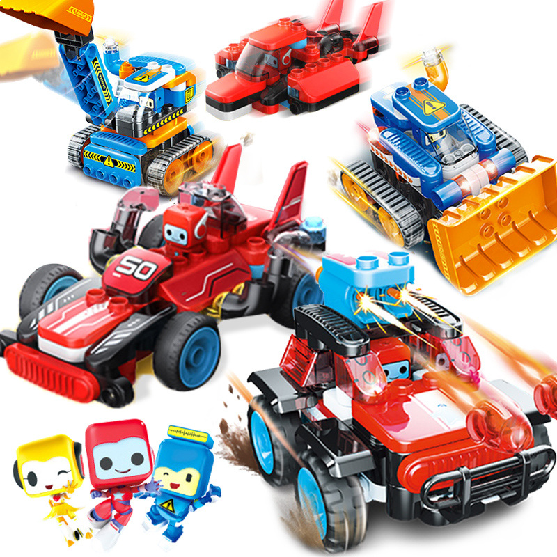 百变布鲁可大颗粒积木变形赛车越野车拼装布鲁克小队玩具男孩 [顺丰