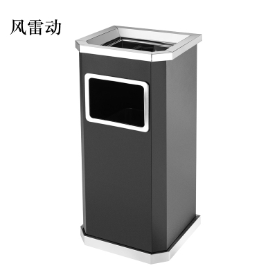 风雷动不锈钢垃圾桶烟蒂柱灭烟桶带烟灰缸室外电梯口立式黑色靠墙氏侧开口
