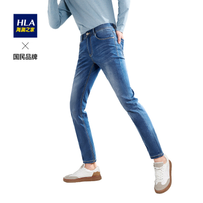 HLA海澜之家简约有型复合纤维牛仔裤舒适不紧绷裤子男HKNAD1Q037A
