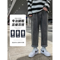直筒牛仔裤男士夏季新款港风款式垂感时尚潮流经典蓝长裤