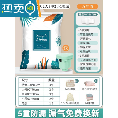 敬平家用真空压缩袋收纳袋装被子棉被电动泵抽真空气包装衣服衣物专用 11件套[3特大+2大+3中+2小号]送电泵 365天
