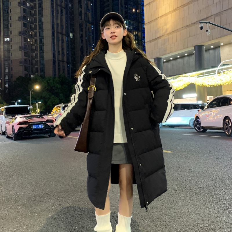 [直降价480元]防水唐狮冬季休闲百搭黑色长款羽绒服女冬季加厚过膝