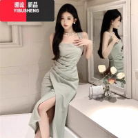 YIBUSHENG气质高级感吊带连衣裙2024新款女设计感小众修身精致收腰法式长裙