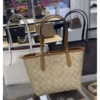 COACH/蔻驰City 23经典老花按扣托特包Tote包购物袋皮革单肩包小号女款