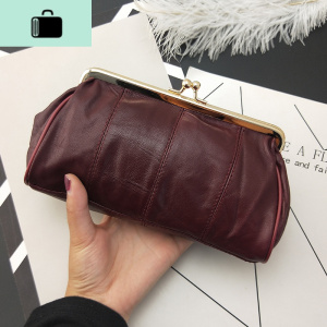 新款女士长款手拿包简约短款钱包搭扣包手机口金包卡包色NEW LAKE