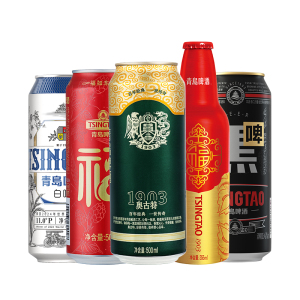青岛啤酒(TSINGTAO) 全家福礼盒5款单品组合10听混合啤酒 官方自营