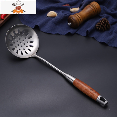 304不锈钢单个锅铲汤勺漏勺木柄把炒菜铲子厨具套装家用 敬平 漏勺