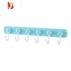 三维工匠强力粘胶挂钩粘钩门后墙上无痕免钉连钩子厨房浴室创意壁挂 蓝色加长6钩
