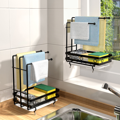 抹布置物架收纳架台面壁挂免打孔洗碗布架子毛巾沥水架厨房用品