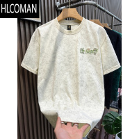 HLCOMAN刺绣短袖T恤男夏季2025新款美式上衣宽松青少年男生半袖衣服