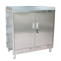 绵冠MIANGUAN不锈钢碗柜餐边柜双煤气瓶罐柜阳台收纳储物水桶茶水柜整装带锁