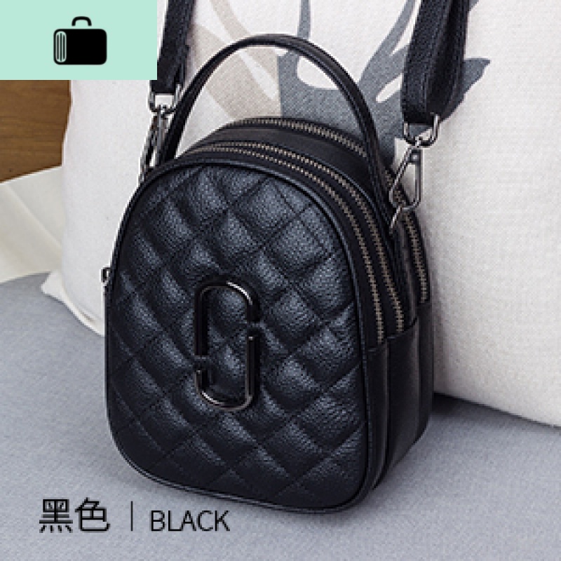 皮女包2020新款潮时尚女士菱格单肩斜挎三层小包包女宽带手机包NEW LAKE 黑色女斜挎包