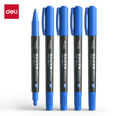 得力思达6824小双头记号笔 蓝色 12支/盒