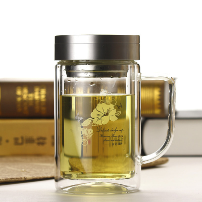 富光(fga)双层玻璃杯大容量泡茶杯子透明过滤创意带盖加厚防漏水杯