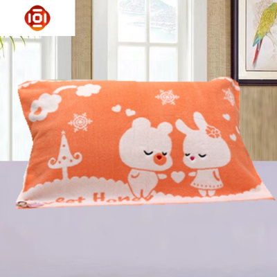 枕巾棉一对装加厚加密成人柔软毛巾枕头巾儿童老式提花卡通橙三维工匠